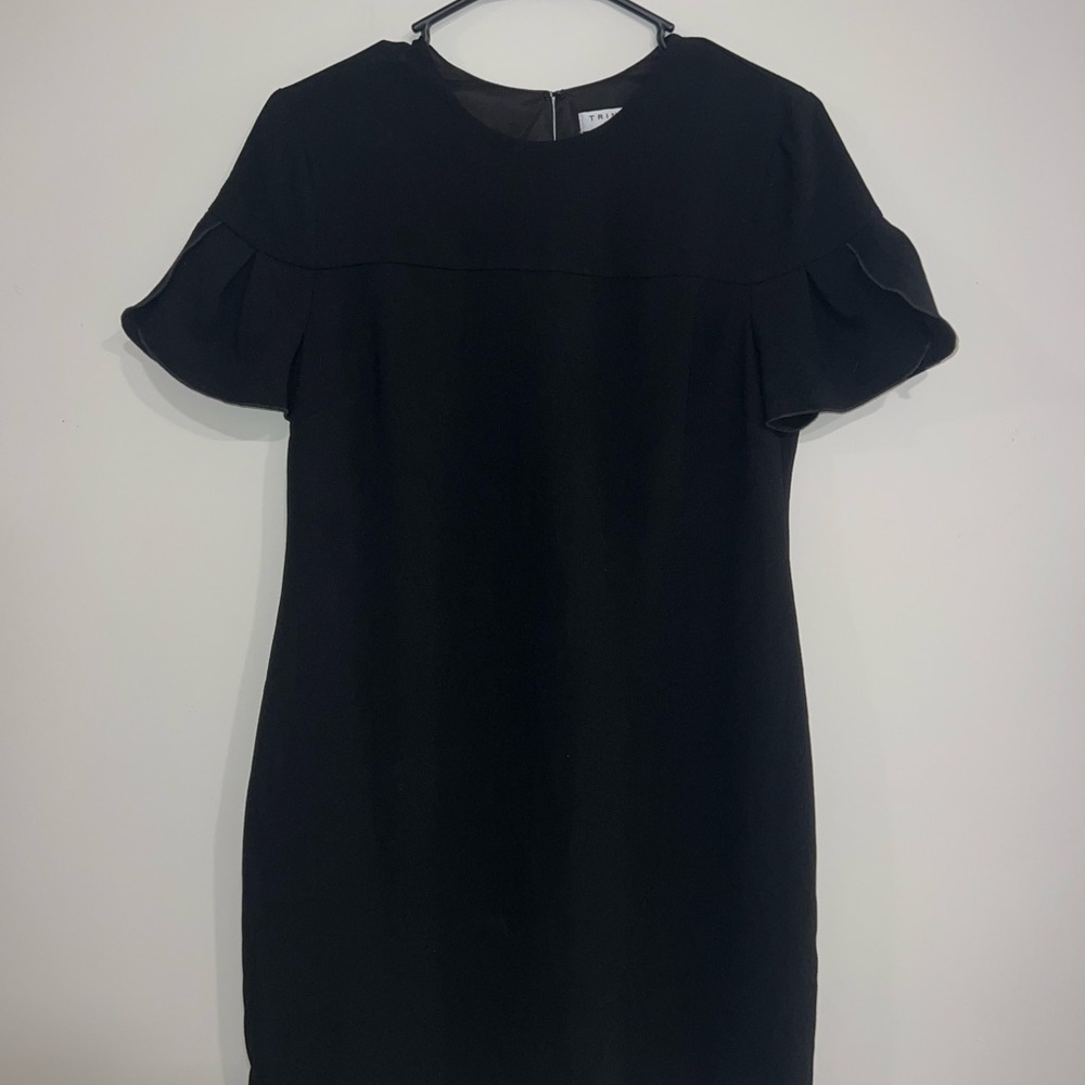 Trina Turk Black Flutter Sleeve Sheath Dress